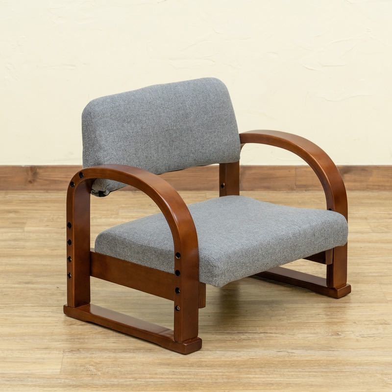 【送料無料】座椅子 fabric アームチェア ダイニングチェア イス ブラウン グレー_画像4