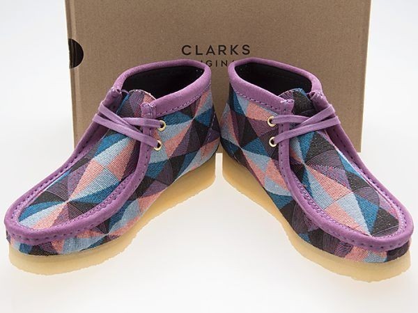 新品/CLARKS/クラークス/WMNS WALLABEE BOOT/ウィメンズ ワラビーブーツ/TEXTILE UPPER/テキスタイル/PURPLE/パープル/26164608/24.5cm_画像1