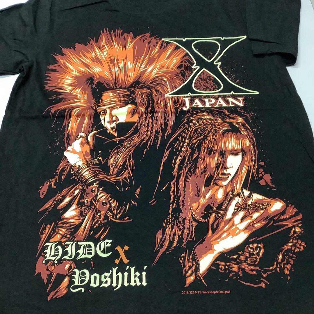 SR7B2. バンドTシャツ Lサイズ　X JAPAN ③ Xジャパン　HIDE Yoshiki 半袖Tシャツ_画像2