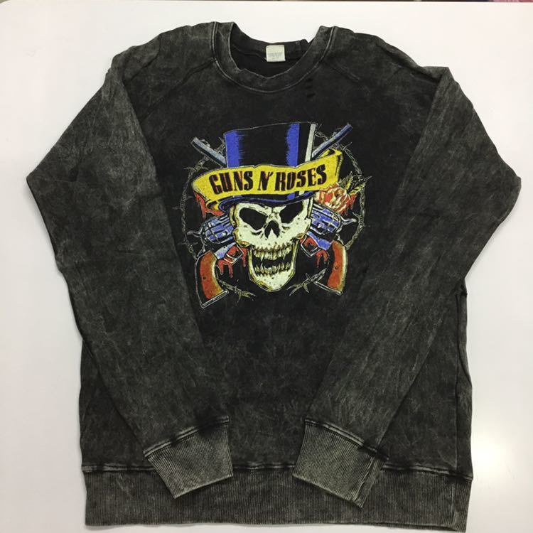 SR4C3♪ 両面プリントバンドデザインダメージ加工トレーナー ガンズアンドローゼズ Lサイズ GUNS N’ ROSES_画像1