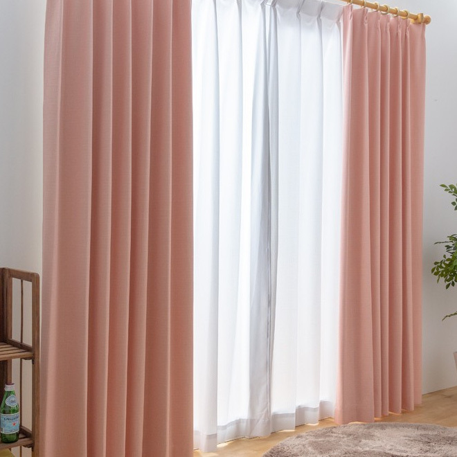 春のコレクション カーテン 幅150cm×丈125cm2枚 ピンク 完全遮光 遮光1