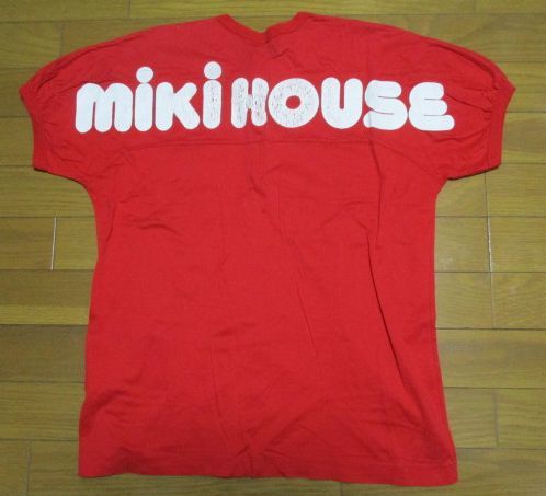 希少　miki HOUSE　日本製　ヘンリーネック　Tシャツ　Mサイズ　赤　レッド　正規品　デカロゴ　ミキハウス　MADE IN JAPAN　激レア_画像8