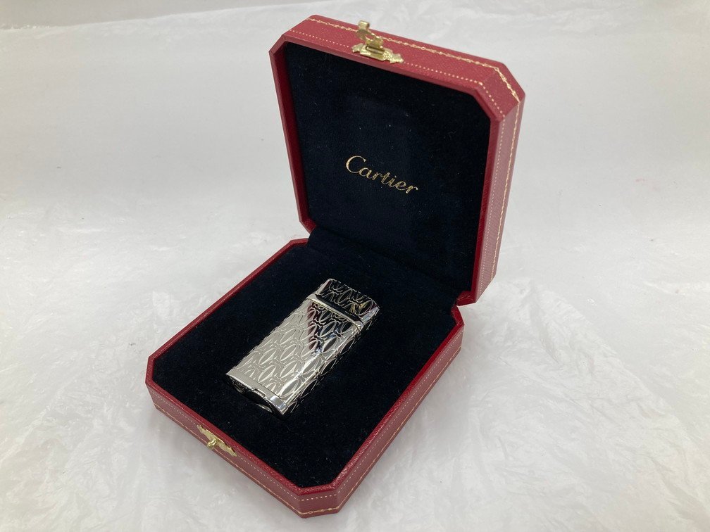 BEAW7027】Cartier カルティエ 2C ロゴ柄 ガスライター シルバー 箱