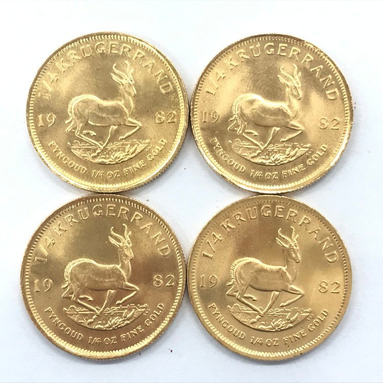 BEAU6024】K22 南アフリカ共和国 クルーガーランド金貨 1/4oz 4枚