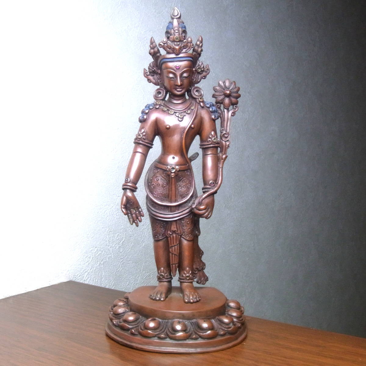 ネパール製 蓮華手観音菩薩立像 銅製 ネパール仏教美術 サキャ族製作