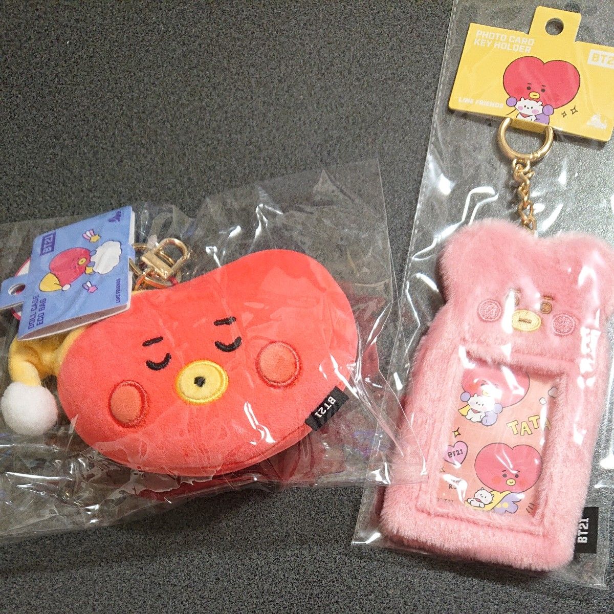 【公式】BTS BT21 テテ V テヒョン TATA ぬいぐるみエコバッグ & ふわふわ フォトキーホルダー♪