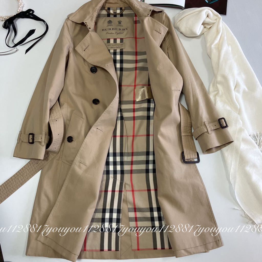 極美品／バーバリー　BURBERRY KENSINGTON LONG ケンジントン　ロングトレンチコート ハニーベージュ　UK6_画像6