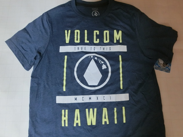 ☆激レア USA購入 【VOLCOM】ボルコム 【GIVEBACK SERIES】【HAWAII VOLCOM STONE 】ハワイ諸島 ロゴプリントTシャツUS Sサイズ ブルー_画像1