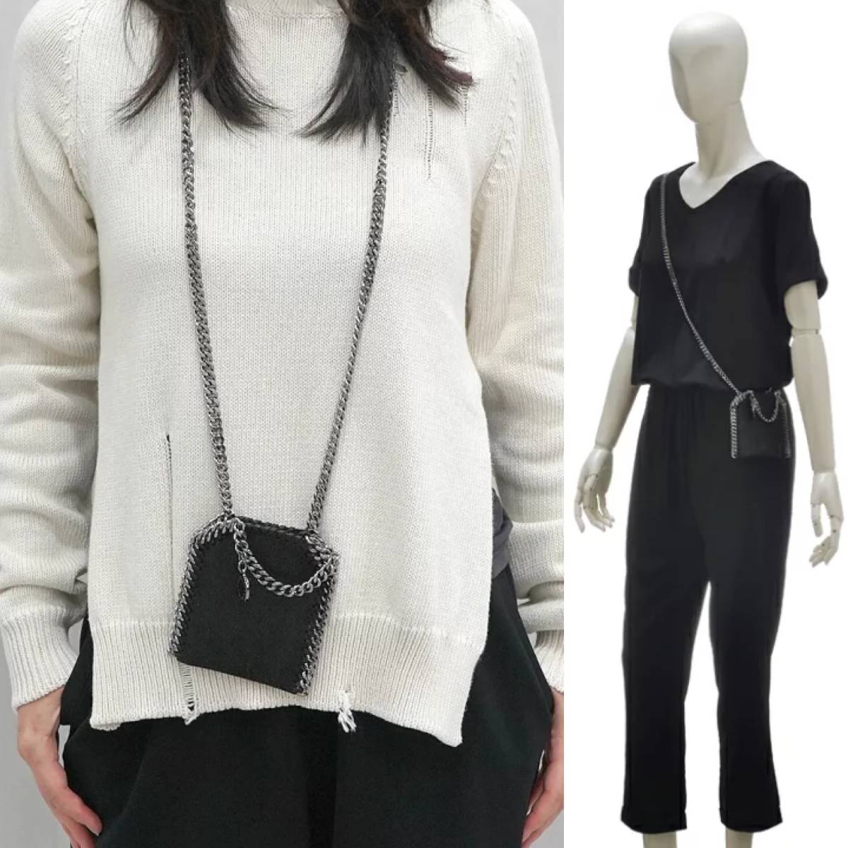 定価5,3万円 STELLA MCCARTNEY ステラマッカートニー FALABELLA ファラベラ マイクロ トート ショルダーバッグ チェーン BLACK