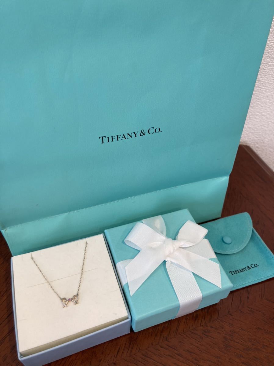 新品 正規品 ティファニー tiffany&co ネックレス シルバー ハート ピンクサファイア 箱 巾着 紙袋 リボン プレゼント ラヴィングハー_画像4