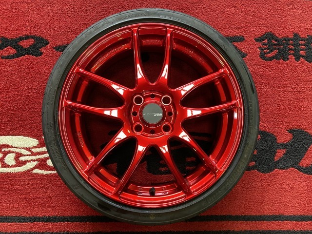  Copen Alto Works Work Emotion ultimate candy red 5.5J-16+45 100 4H 60Φ BS RE004 165/45R16 4 pcs set 