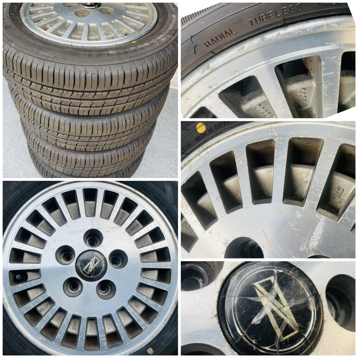 希少品 。22年式バリ溝。NISSAN日産純正 ホイール14インチx5.5JJ＋40 5穴 PCD114.3 GOOD YEAR 175/65R14 4本。セドリック グロリア等に_画像10