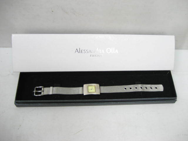 ALESSANDRA OLLA アレッサンドラオーラ アレサンドラオーラ AO-210 腕時計 スクエア メッシュ メタルバンド 銀色 シルバーカラー_画像1