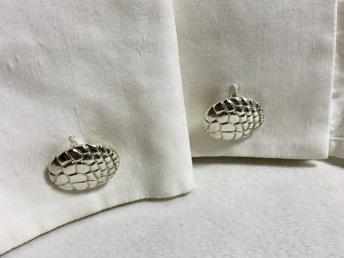  regular superior article TIFFANY&CO Tiffany Vintage crocodile style specular oval cuffs silver 925 round cuff links antique button 