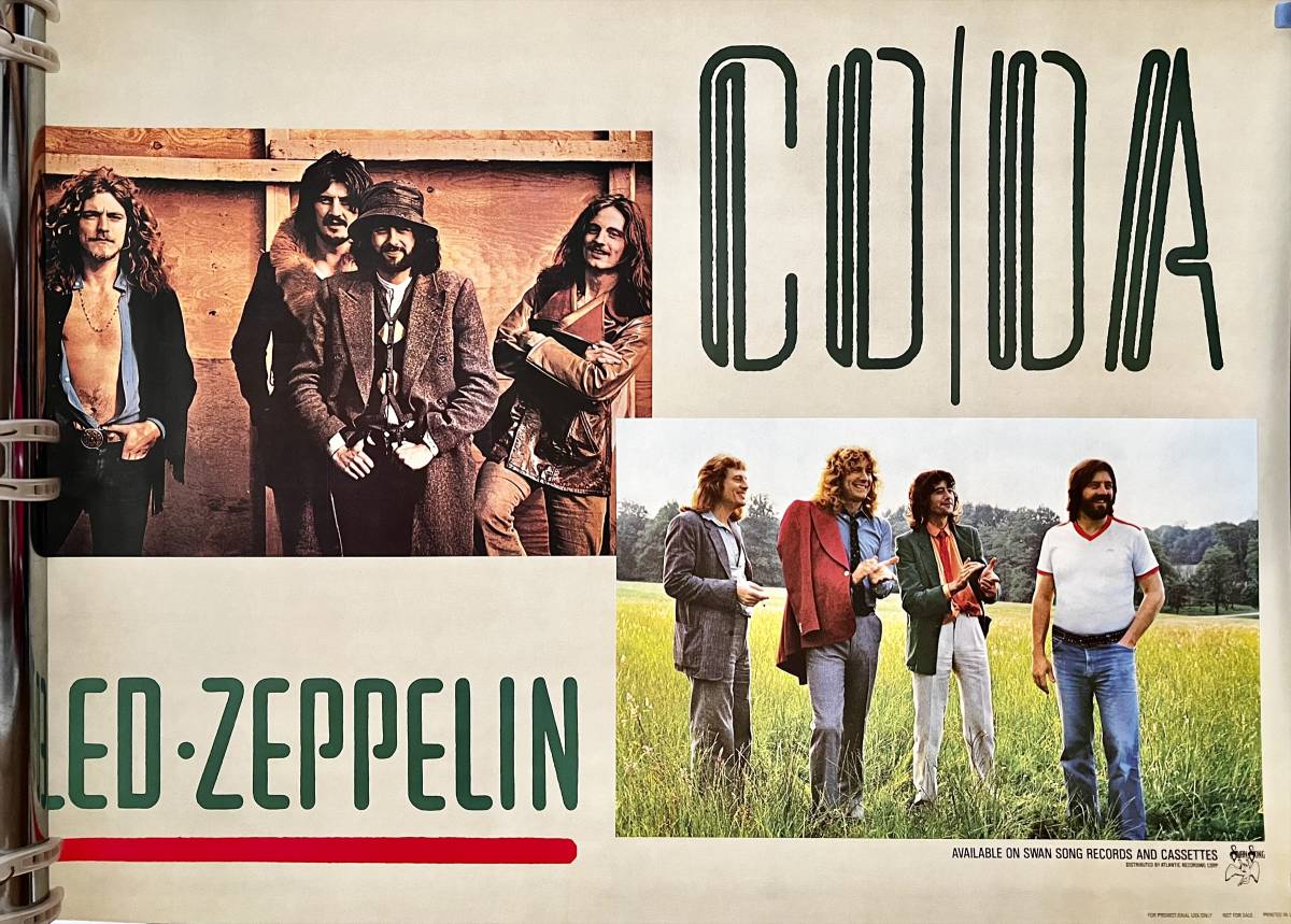 ポスター レッドツェッペリン 40年前 1980年代前半 当時物 良品 未使用 約73cm x51cm LedZeppelin CODA 予約特典 非売品 USA製 22_画像1