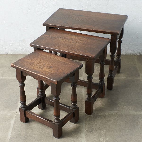 [67286]イギリス クラシック ネストテーブル 木製 オーク サイドテーブル ローテーブル ナイトテーブル 英国 アンティーク スタイル