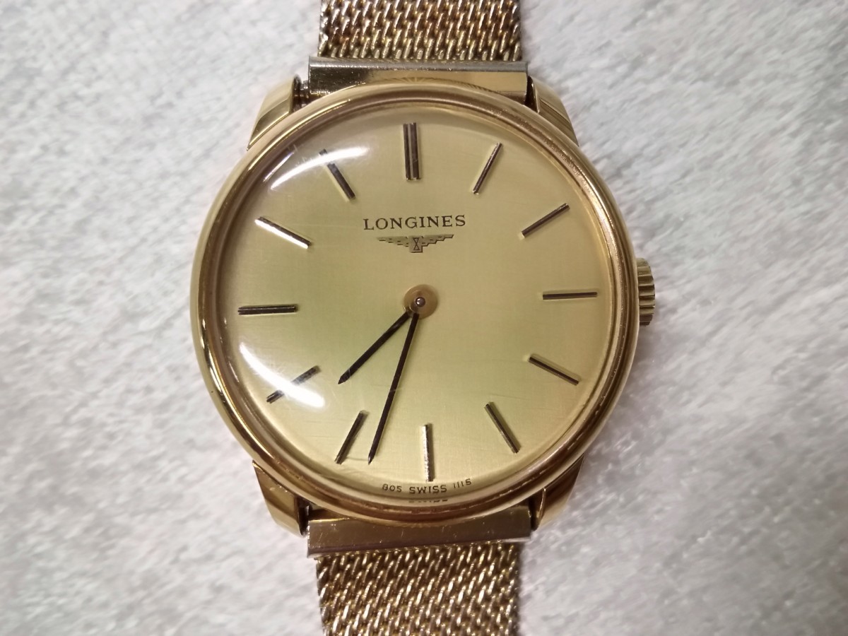 g_t B811 LONGINES ロンジン 805 SWISS 1115 レディース腕時計 ゴールド文字盤 ケースあり 不稼動品 【現状品】_画像1