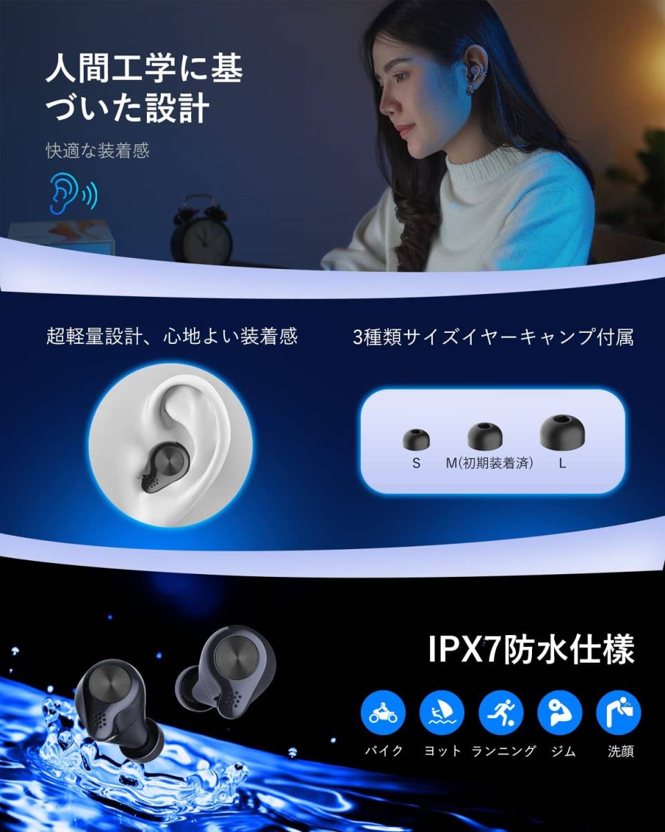 イヤホン Bluetooth ワイヤレスイヤホン【業界新設計・Bluetooth5.3】 ブルートゥース Hi-Fi 自動ペアリング タッチ式 （ ブラック） JChere雅虎拍卖代购