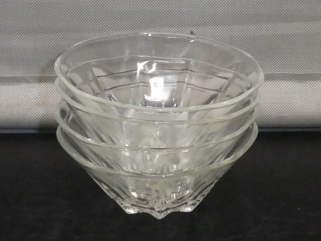 ●昭和レトロ 氷コップ デザートカップ 4客 デザート皿 夏 かき氷 氷コップ ガラス器 硝子 小鉢●の画像9
