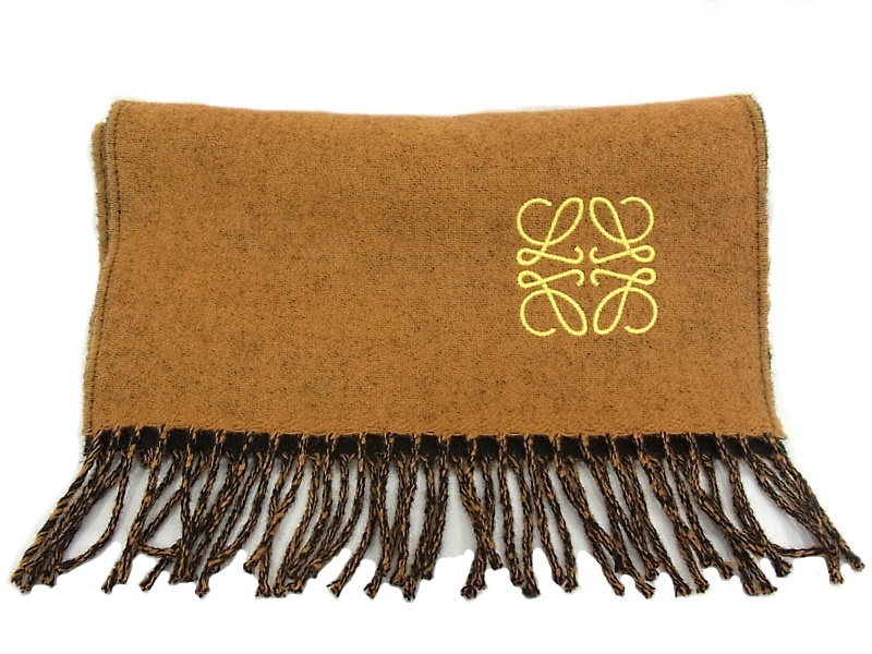 ロエベ LOEWE マフラー アナグラム刺しゅう入り ウール カシミヤ