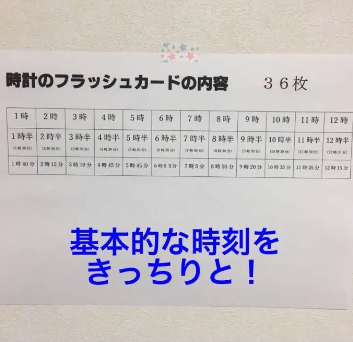 時計のフラッシュカード　36枚　ハンドメイド