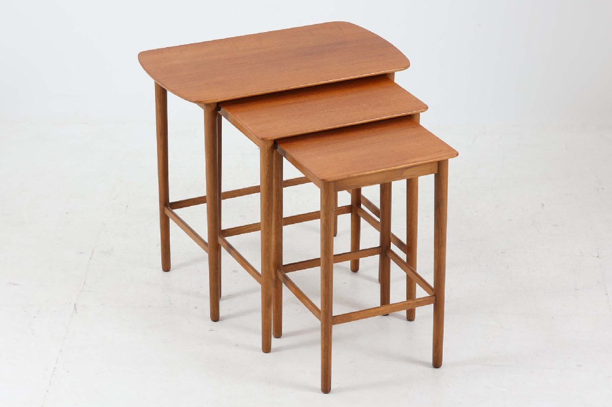 デンマーク製　ネストテーブル/サイドテーブル　チーク×オーク材　北欧家具ビンテージ_画像3