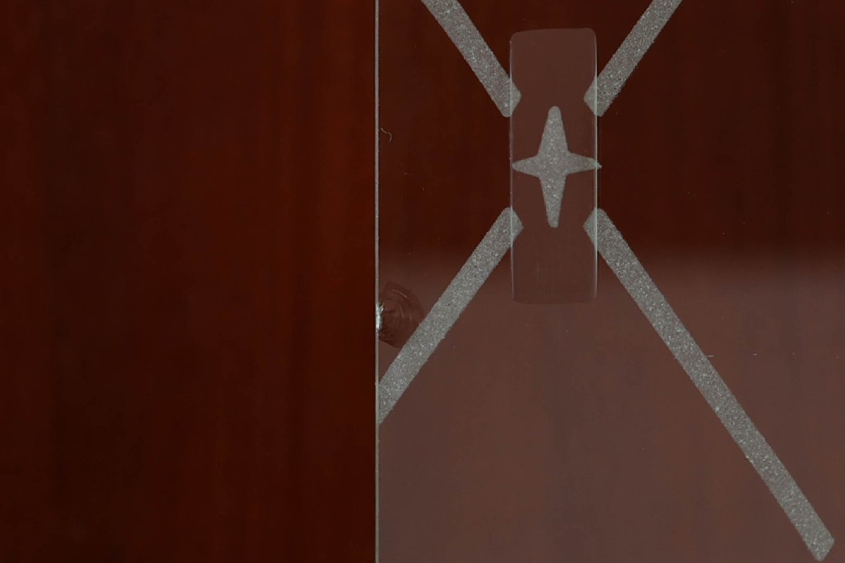  Дания производства дисплей полка / полка витрины щеки материал редкий стекло дверь Северная Европа мебель Vintage 