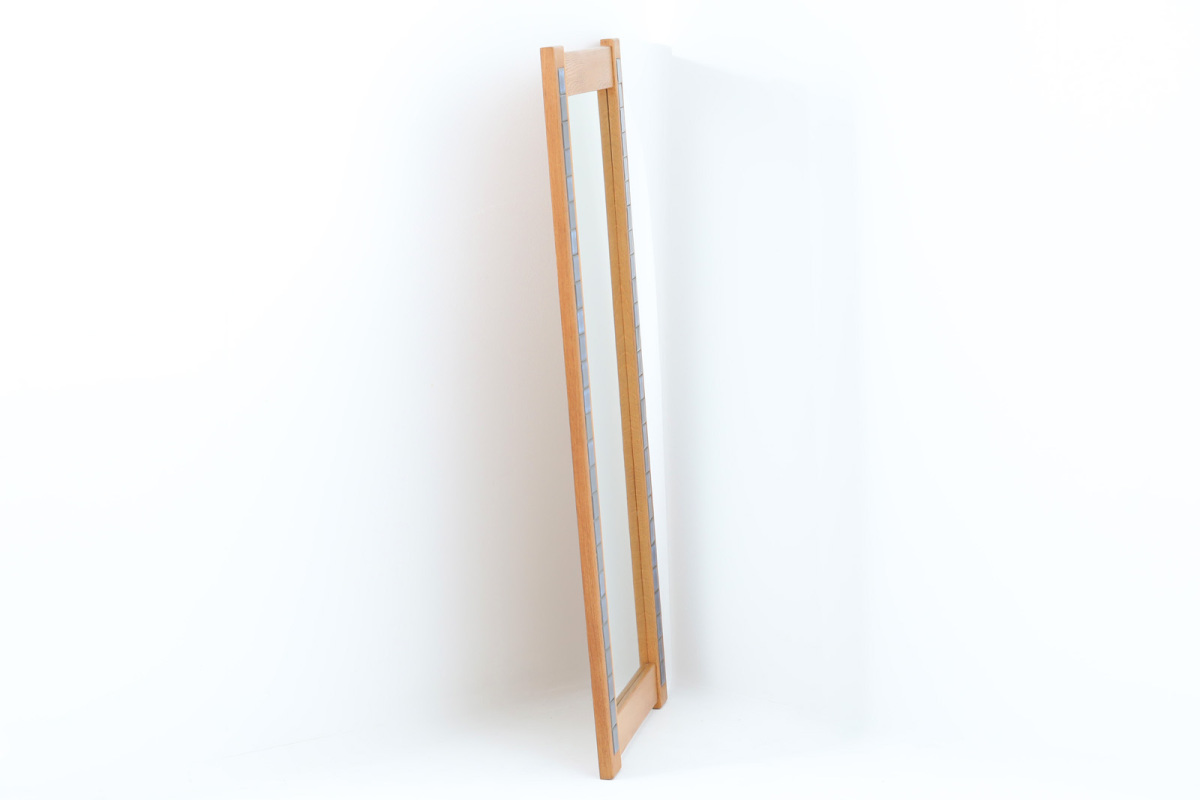 デンマーク製 オーク材/タイルミラー 立掛け 高さ111cm 北欧家具 デンマーク製 オーク材/タイルミラー 立掛け 高さ111cm 北欧家具