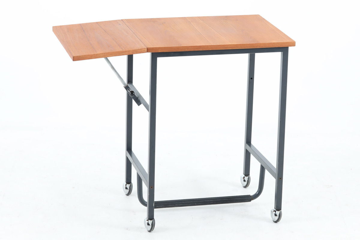 デンマーク製　サイドテーブル/ラップトップテーブル　キャスター付　チーク材　北欧家具ビンテージ_画像3