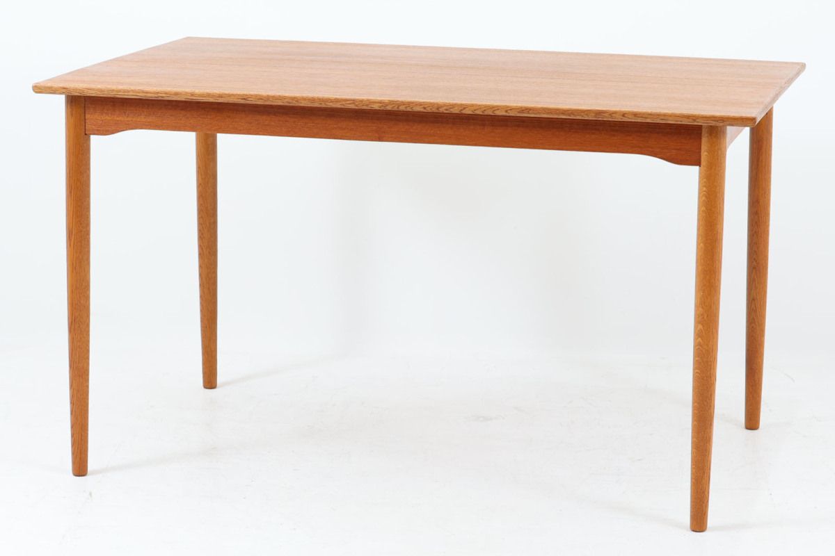 デンマーク製　ダイニングテーブル　幅 125cm　拡張板付　チーク×オーク材　北欧家具ビンテージ