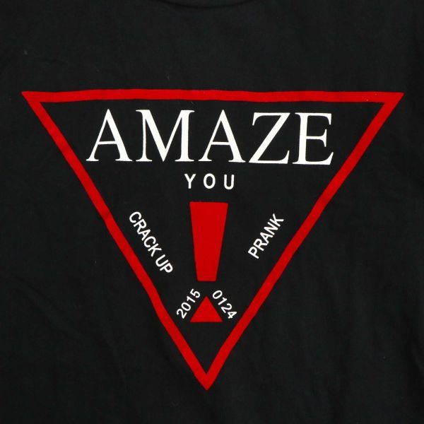 AZ by junhashimoto エーゼイ バイ ジュンハシモト AMAZEプリント★ 長袖 カットソー ロンTシャツ Sz.M　メンズ 黒　C3T03993_5#F_画像4