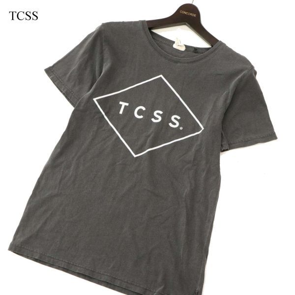 TCSS ティーシーエスエス 春夏 ロゴプリント★ ウォッシュ加工 半袖 クルーネック カットソー Tシャツ Sz.S　メンズ グレー　C3T04457_5#A_画像1