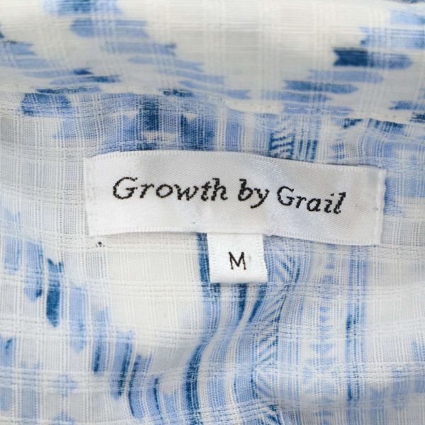 Growth by Grail グロースバイグレイル 春夏 襟ワイヤー★ 【ネイティブ ジャガード 総柄】 5分袖 シャツ Sz.M　メンズ 白　C3T04551_5#A_画像6