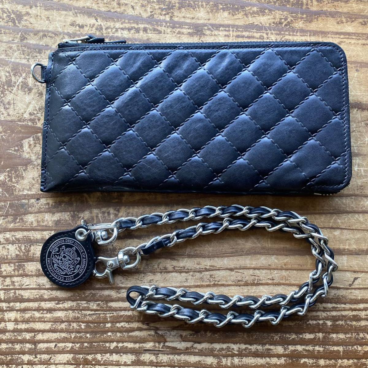 [ rare PORTER leather quilting wallet long wallet wallet chain Porter BEAMS special order Yoshida bag tongue car black black . inserting ]