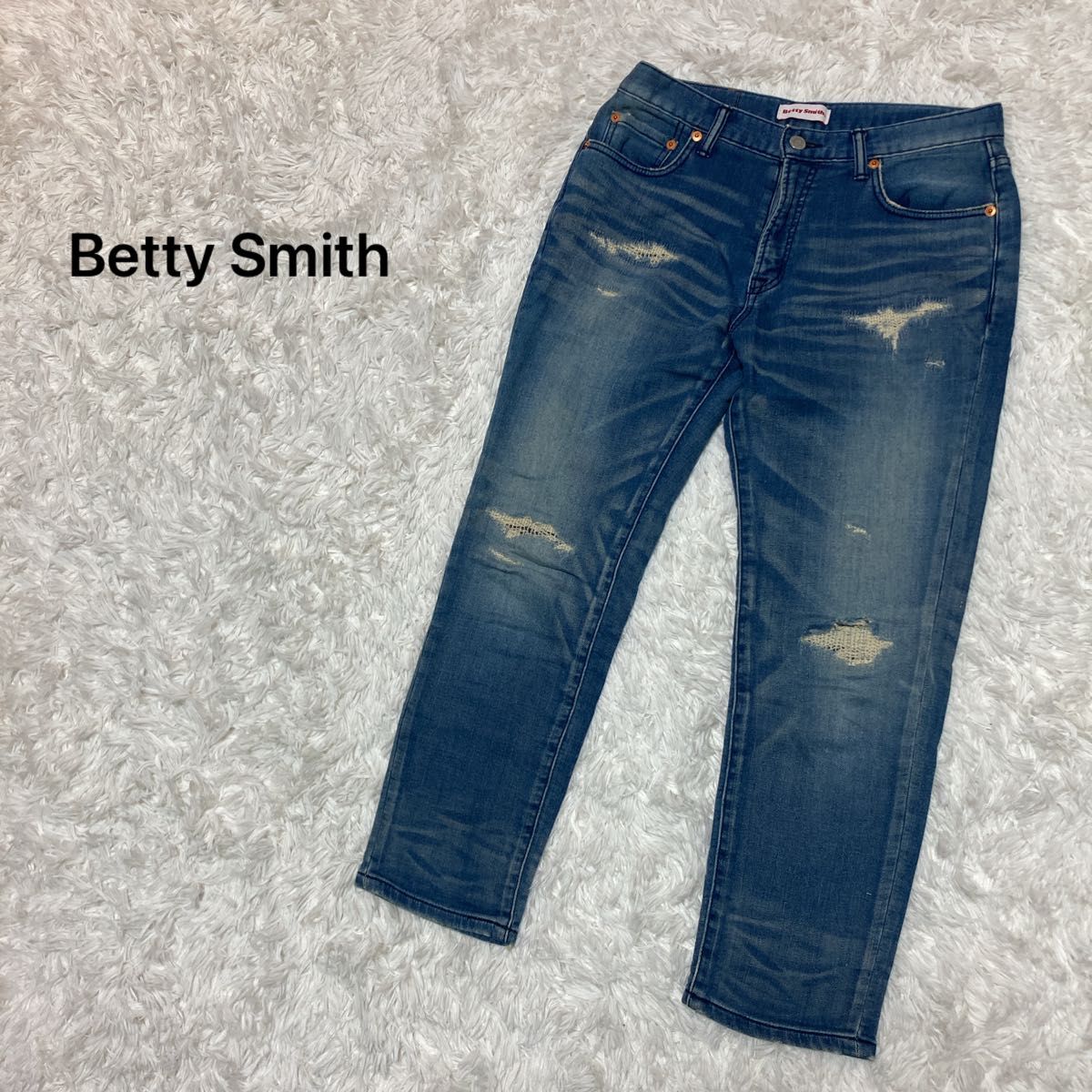 Betty Smith ベティスミス ダメージジーンズ デニムパンツ アンクル丈 ややストレッチあり メンズ S