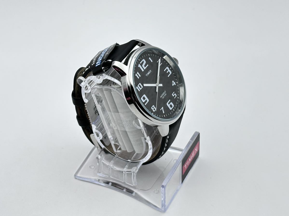 5-18 не использовался Timex TIMEX большой легкий Leader черный чёрный T28071 мужской кожа кожа ремень аналог наручные часы 