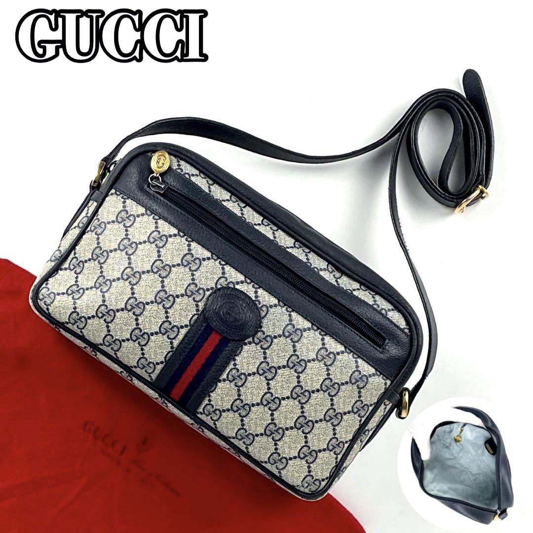 美品 GUCCI グッチ ショルダーバッグ シェリーライン GGスプリーム PVC