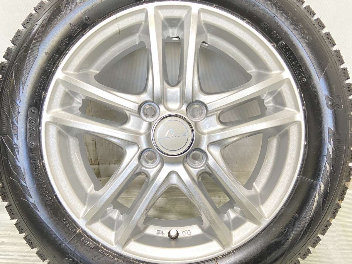 中古タイヤ スタッドレスタイヤ ホイールセット 4本セット 155/65R14 　 LINZ 14x4.5 45 100-4穴 ブリヂストン ブリザック VRX2_画像6