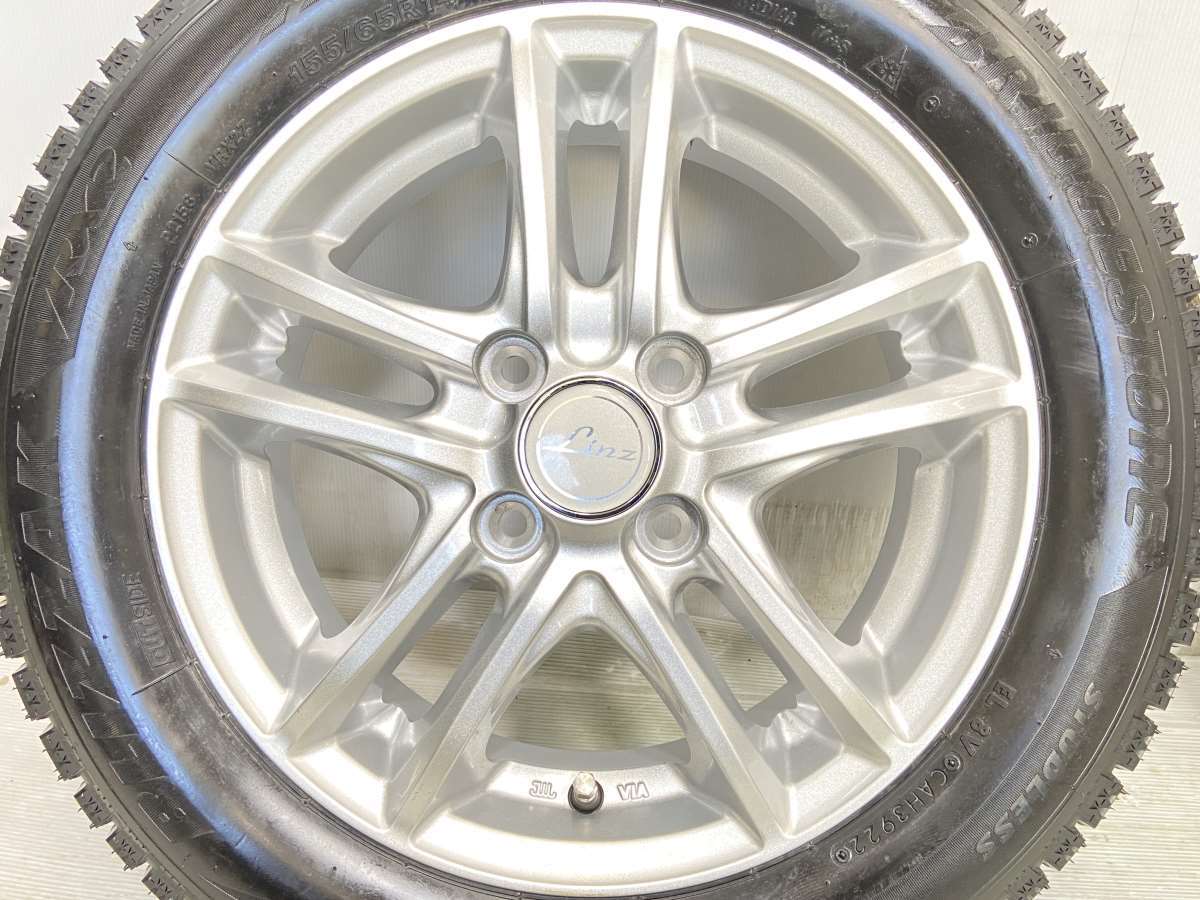 中古タイヤ スタッドレスタイヤ ホイールセット 4本セット 155/65R14 　 LINZ 14x4.5 45 100-4穴 ブリヂストン ブリザック VRX2_画像4