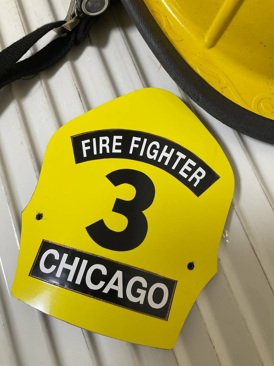 レプリカ アメリカ 消防士 ヘルメット フロントレザー プレートのみ レプリカ ハンドメイド ファイヤーファイター 黄色3番の画像4