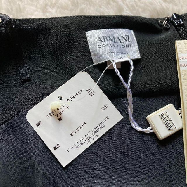 タグ付き　最高級　アルマーニコレツィオーニ　イタリア製　キャミソール　ドレスワンピース　アセテートシルク　黒　ARMANI COLLEZIONI_画像9