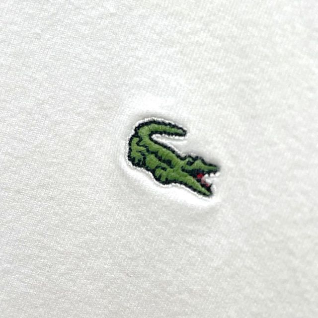 【大人気】ラコステ　ワニロゴ　ワンポイント　半袖ポロシャツ　ホワイト　ストライプ　切替　レディース　40サイズ　LACOSTE_画像5