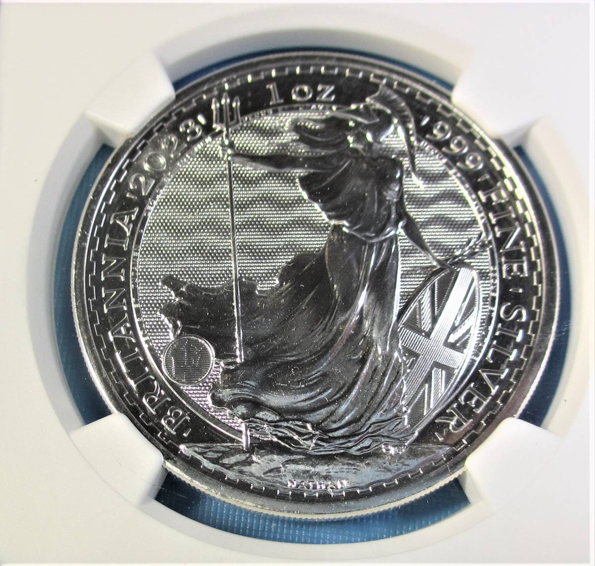 イギリス 2023年 ブリタニア チャールズ国王 2￡ 1oz.999銀貨 NGC MS69