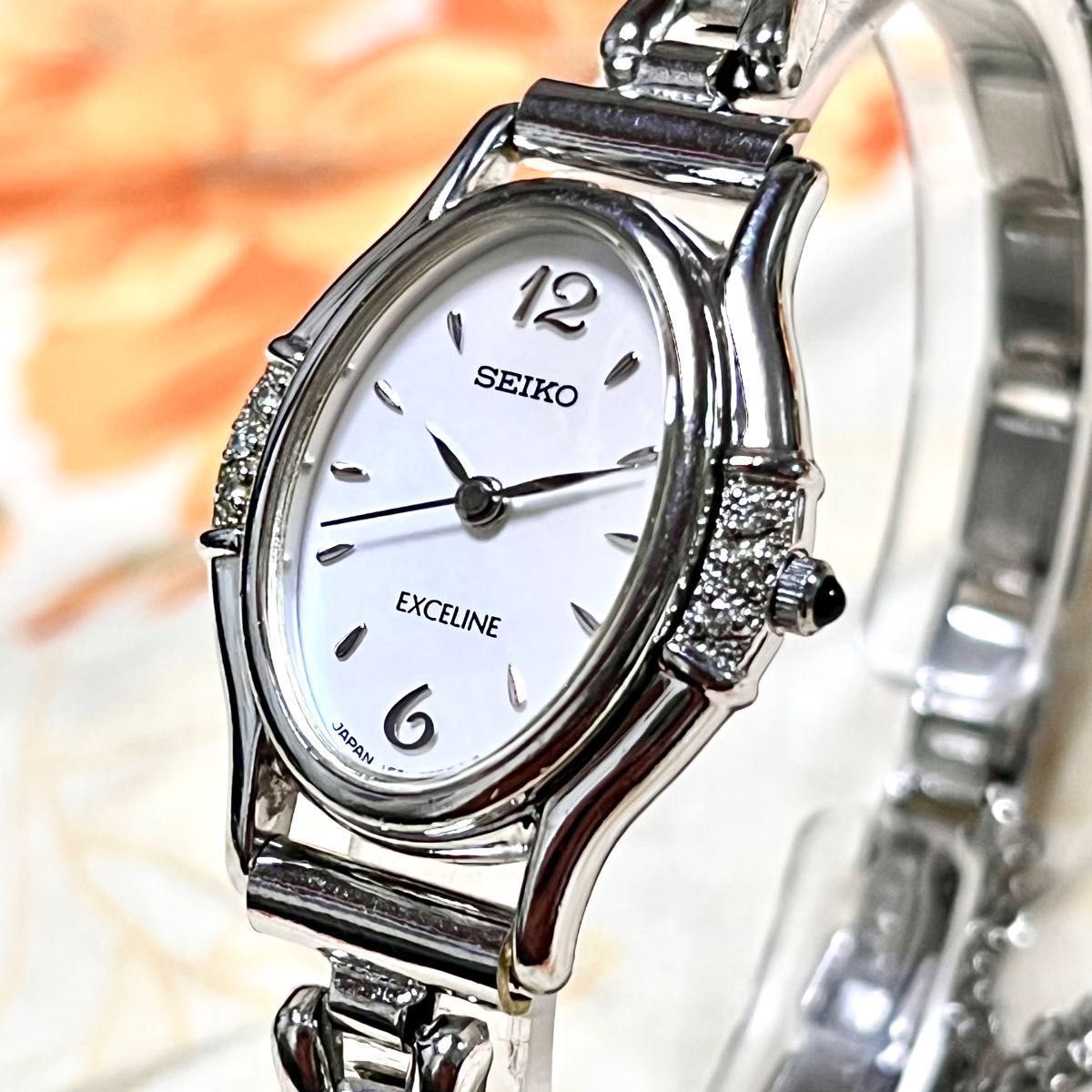 美品 6Pダイヤ入り品のあるSEIKOエクセリーヌ レディース腕時計 電池