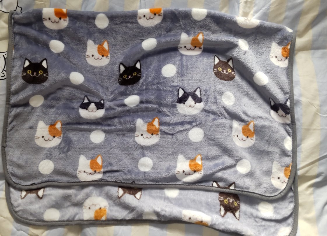 [ new goods ] tag attaching.. pretty cat pattern. blanket ( gray )