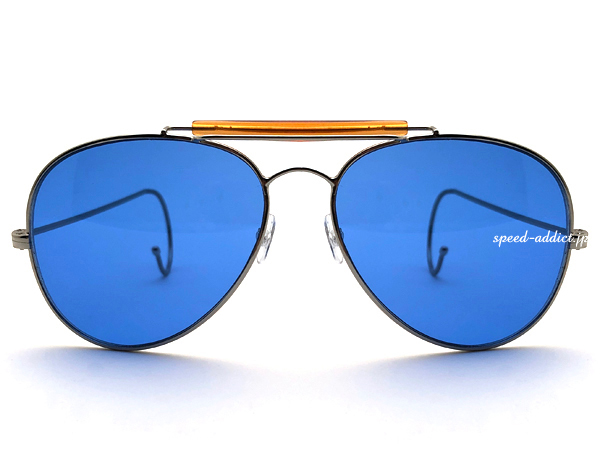 U.S. AIR FORCE PILOT TEARDROP SUNGLASS BLUE/パイロットサングラス縄手ケーブルテンプルワイヤーツーブリッジ軍用軍物rothcoトップガン_画像3