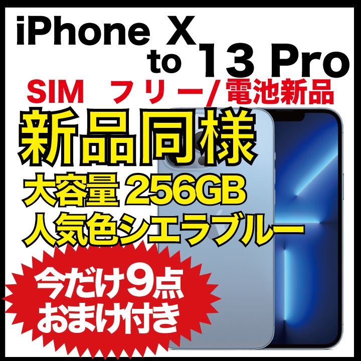 新品同様】iPhone X to 13 Pro シエラブルー 256 GB-
