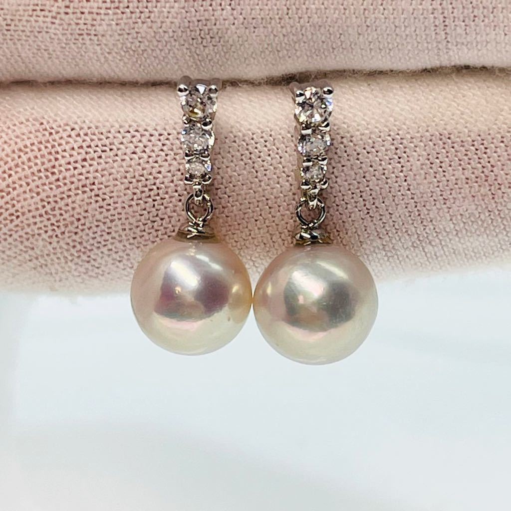  finest quality pearl earrings ejison pearl s925 stamp 9.5mm diamond 