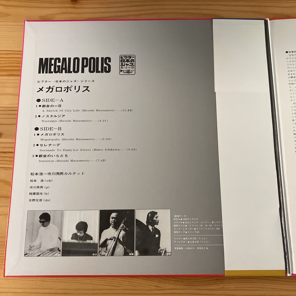 松本浩・市川秀男カルテット メガロポリス Hiroshi Matsumoto Megalopolis 200g重量盤LP THLP-130 Japanese Jazzの画像3