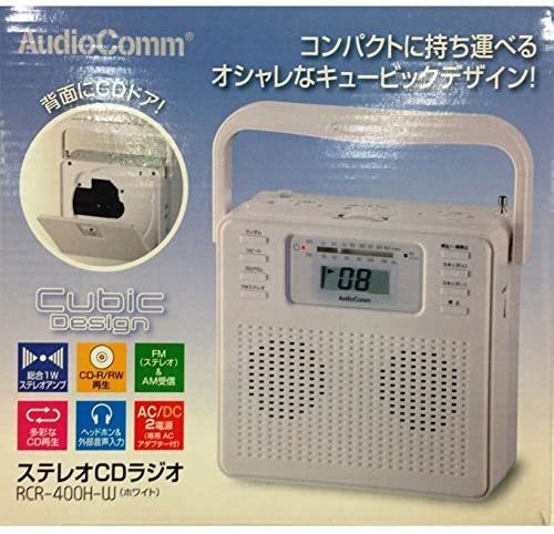 (中古品)OHM ステレオCDラジオ 400H 白 RCR-400H-W